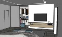 3D Bedroom Project - walk-in-closet  and TV area