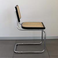 The Cesca B32 Chair by Marcel Breuer - seat with black lacquered beechwood edge and rattan seat 
