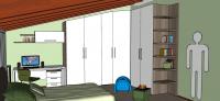 Progettazione 3D Cameretta - armadiatura con terminale libreria