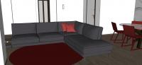 Progettazione 3D Soggiorno/Salotto - dettaglio divano con meridienne