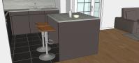 Progettazione 3D Open Space - dettaglio sgabelli cucina