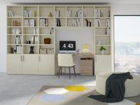 Almond d.45,6 wall modular bookcase in cream lacquer (colour not available) with C29 handle in Terra lacquer