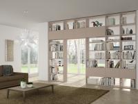 Almond d.45,6 double-sided modular bookcase in Ecrù lacquered finish