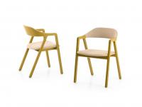 Scandinavian design chair with arms Bryanna in wood with fabric inserts