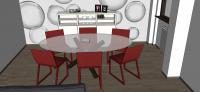 Progettazione 3D Soggiorno/Salotto - dettaglio complementi pranzo