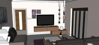 3D Living Room Design Project - view of the wall system