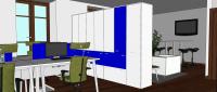 Office 3D Design - view of the working area - detail of the partition furniture