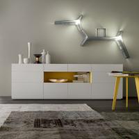 Star sideboard with coloured lacquered open compartment 