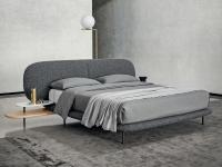 Caleb upholstered bed in fabric paired with open nightstands with double shelf