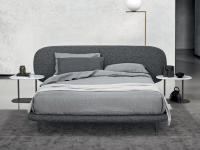 Caleb upholstered bed paired with the Caleb nightstands. Nightstands in the independent, floor-standing model.