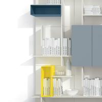 Plan Box open storage unit in metal sheet (colours not available) matched with Plan Tetris in white lacquer and wall units Plan with hinged doors