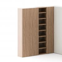 Convenient shelving unit for hinged wardrobes of Wide collection