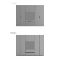 Wide element available with Focus doors with handle and Midley door with recess grip