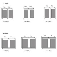 Blace coplanar sliding wardrobe with symmetric flush doors - specific measurements of the two colour model