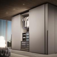 Mind oak sliding doors wardrobe with smooth plain dorrs and handles in the 3D model