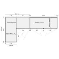 Specific measurements of the corner element for Wide collection hinged wardrobes