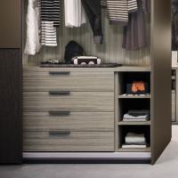 Player wardrobe interior fittings - chest of drawers with 3 lateral shelves, 4 shelves with matching fronts (reference to Decor melamine finish)