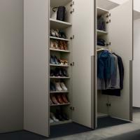 Internal equipment for Wide hinged wardrobe - swivel shoe rack and jacket rack