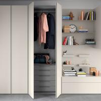 Interior fittings for Wide hinged wardrobe - drawer unit with M handle and hanging rod