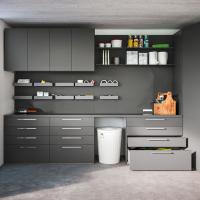 Wide laundry cabinet with drawers perfect for laundry room layouts