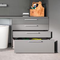 Wide laundry cabinet with drawers with Ponte handles