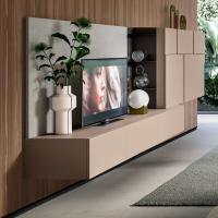 Plan living room low cabinet with doors and single integrated top