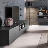 Plan living room cabinet with drawers in cast iron matt lacquer