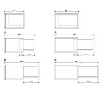 Plan living room cabinet with big drawers - standard partial extension (A) or full extension (B)
