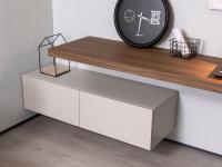 Plan drawer base unit with integrated single top also with integrated handle in metal or matte lacquer