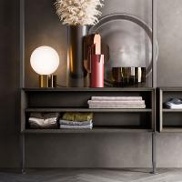 Open storage compartment with fashion-wood shelf in the Coal finish