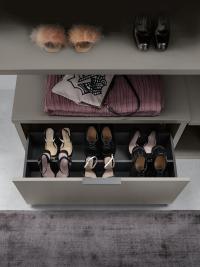 Deep drawer with shoe rack in gunmetal melamine