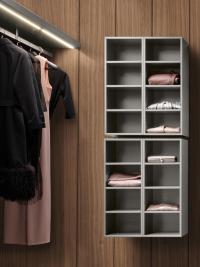These matching wall units create a functional storage system