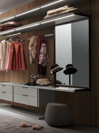Walk-in wardrobe with a desk, also ideal as a dressing table