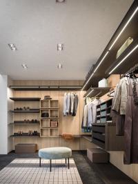 The Bliss Player walk-in wardrobe with rack system is highly customisable 