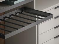 Accessory unit with trouser rack in smoky grey aluminium