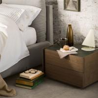 Cleveland two-tone bedside table with two drawers and free-standing, here shown with a combination of two finishes