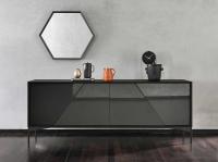 Aikido modern sideboard: the obliquely cut doors open with push-pull, thus maintaining a clean-cut form