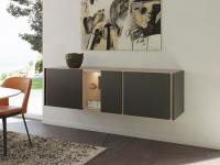 Sideboard with 3 doors and open unit Cleveland - wall mounted version
