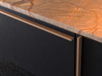 Detail of the handles model Z matt lacquered in natural hide colour (marble tops available on request)