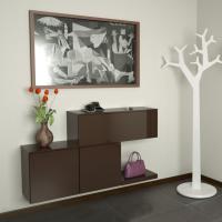 Plan 01 hinged sideboard equipped with shelf of 48 cm and tops where to set decorative objects and pots with flowers