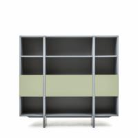Arrow 2 colours modern sieboard, with shelves and lacquered drop down doors