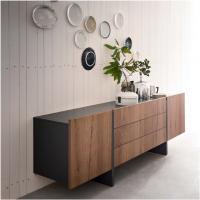 Arrow two-tone sideboard, available in wood, lacquer, or open pore lacquer - photo: bisquit antique oak wood finish