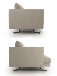 Lateral view of the sofa in its two depth 90 and 110 cm 