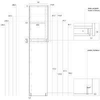 Precise measurements of bridge wardrobe's module for hinged compositions