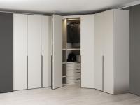 Hinged wardrobe Mind Player with corner dressing room with 2 folding doors and 1 hinged door