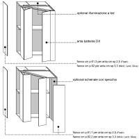 Wardrobe Player type with terminal dressing room and corner with with different depths depending on the model of door chosen