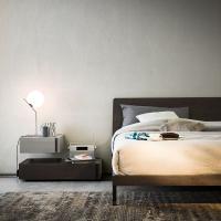 Wood Nordic bed with headboard with rounded corners - Carbon Fashion Wood finish