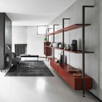 Betis is a highly customisable wall bookcase with moka shine painted metal uprights