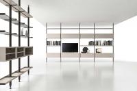 Betis aluminium modular shelving system with glass shelves and trays