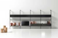 Betis shelving system with big storage units customisable in width